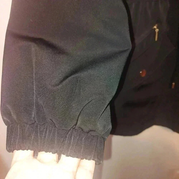 Gallery Petite Size PM Adjust Cinch Waist Removable Liner Black Jacket - Picture 7 of 12